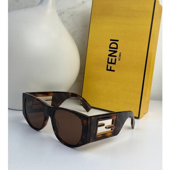 NEW Fendi FE40109I Logo Pattern Brown Baguette Sunglasses main image 5